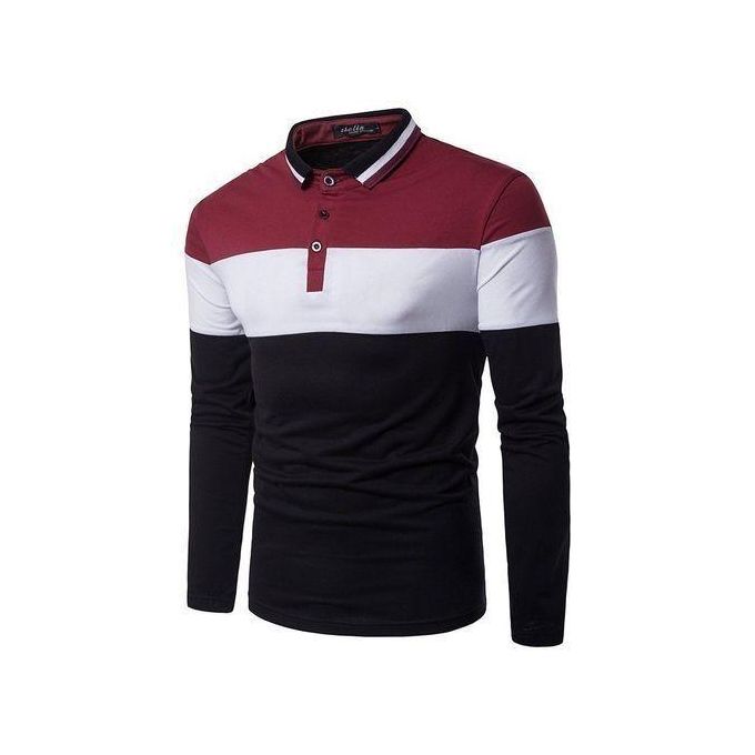 AIDAILU Polo à Manches Longues Pour Hommes Loisirs- Multicolore 1