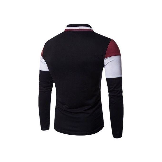 AIDAILU Polo à Manches Longues Pour Hommes Loisirs- Multicolore 2