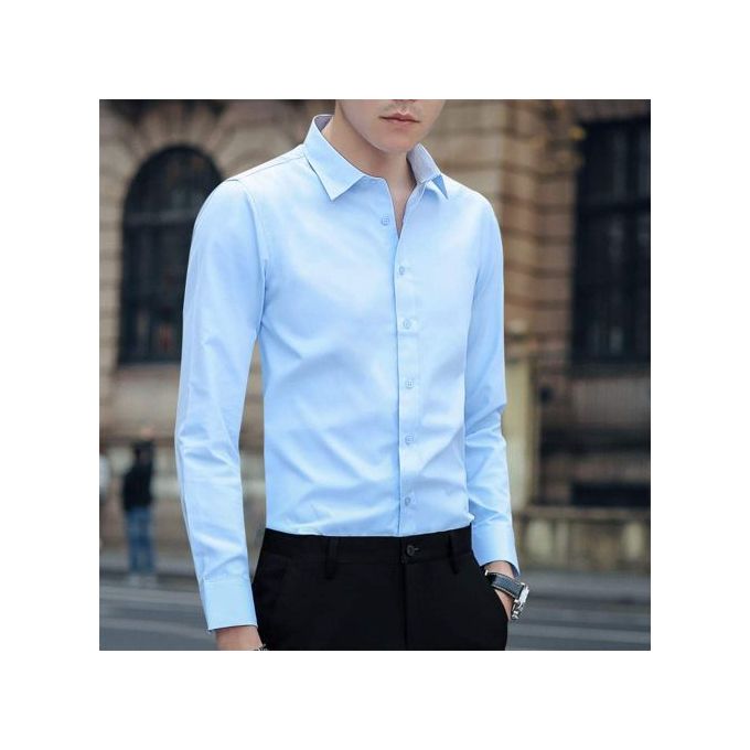 Chemise Manches Longues Pour Homme Bleu 2