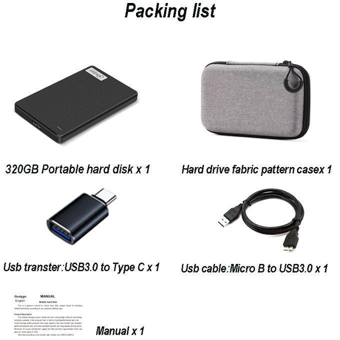 Disque Dur Externe Portable De 320 Go USB3.0 Haute Vitesse Surface En Tissu Artisanal 2